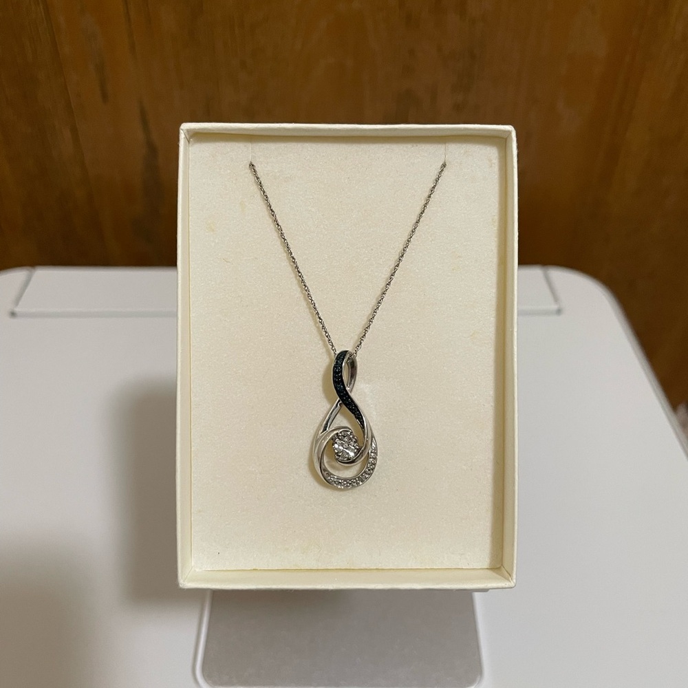 Silver Diamond Spiral Pendant Necklace